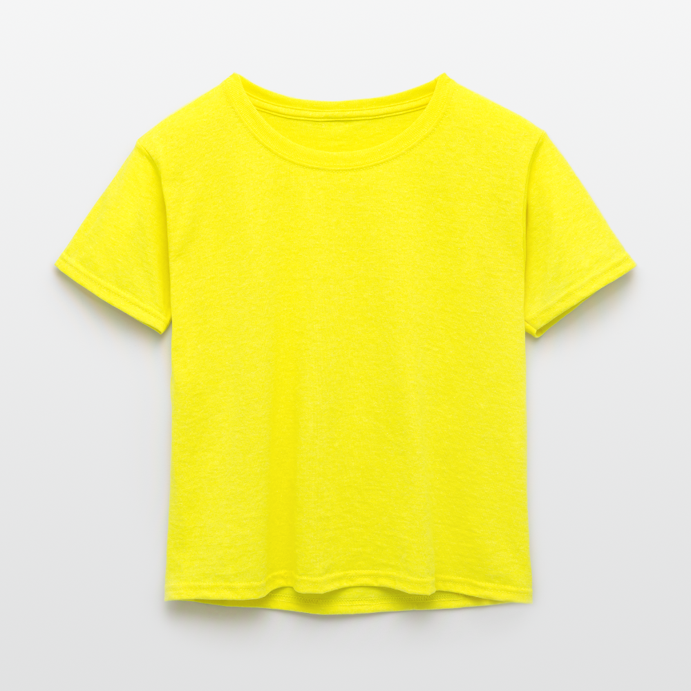Customizable Kid's 50/50 Neon T-Shirt ADD YOUR OWN PHOTO, IMAGES, DESIGNS, QUOTES AND MORE - neon yellow