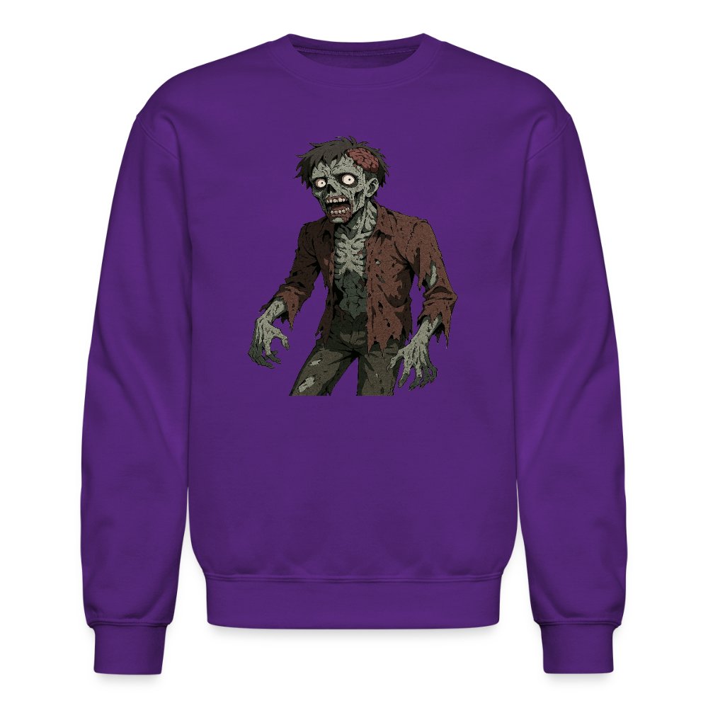 Creepy Zombie Horror Art Crewneck Sweatshirt - purple