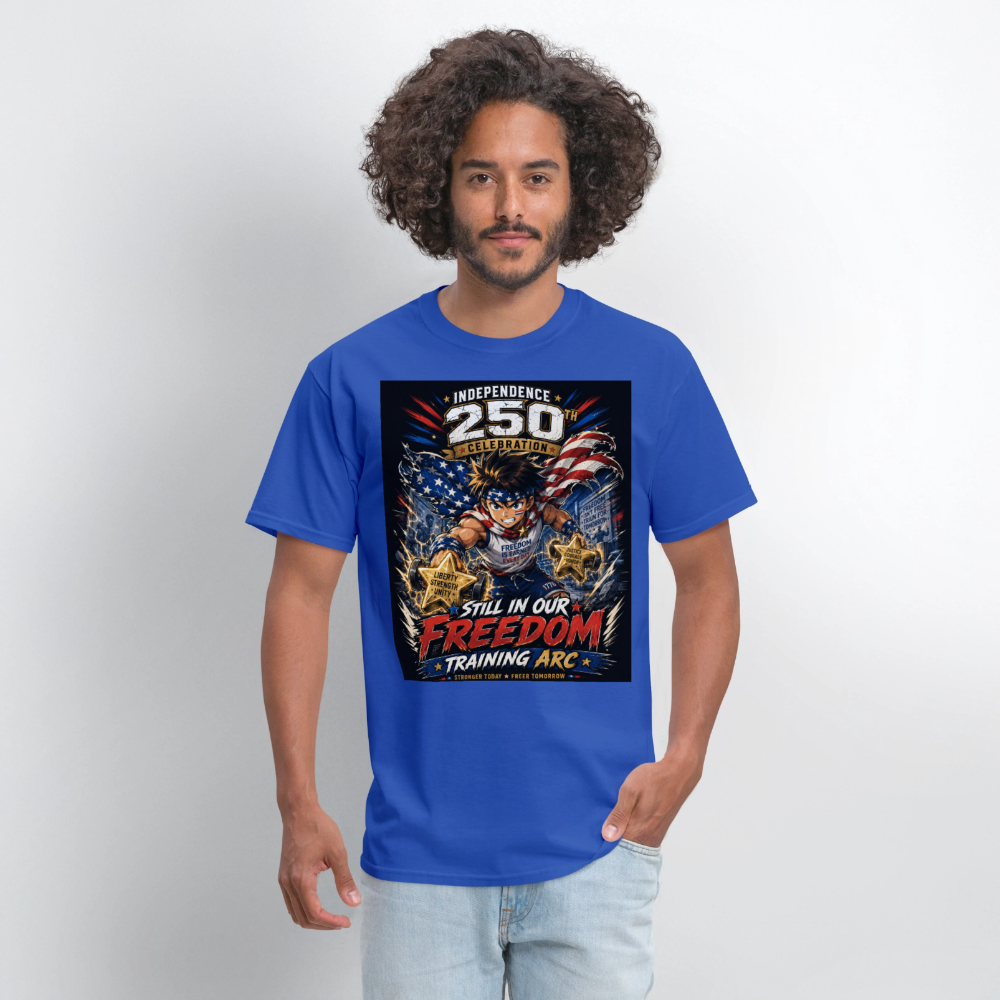 Patriotic T Shirt for July 4th Fans: Anime Hero Graphic - royal blue