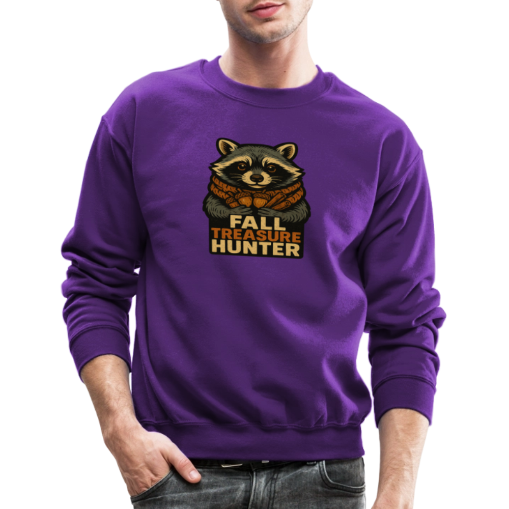 Raccoon Fall Treasure Hunter Crewneck Sweatshirt - purple