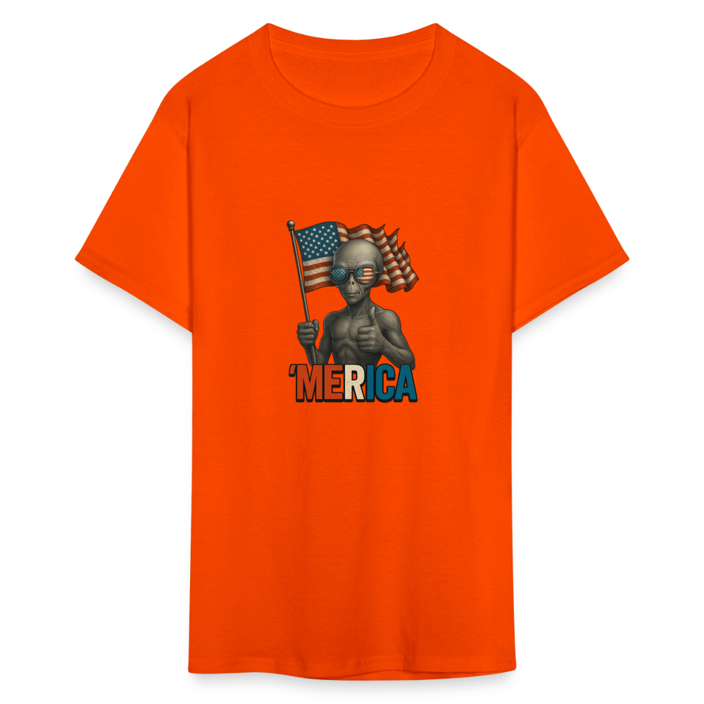 Thumbs Up Merica Alien 4th of July Funny and Patriotic Unisex Classic T-Shirt - orange