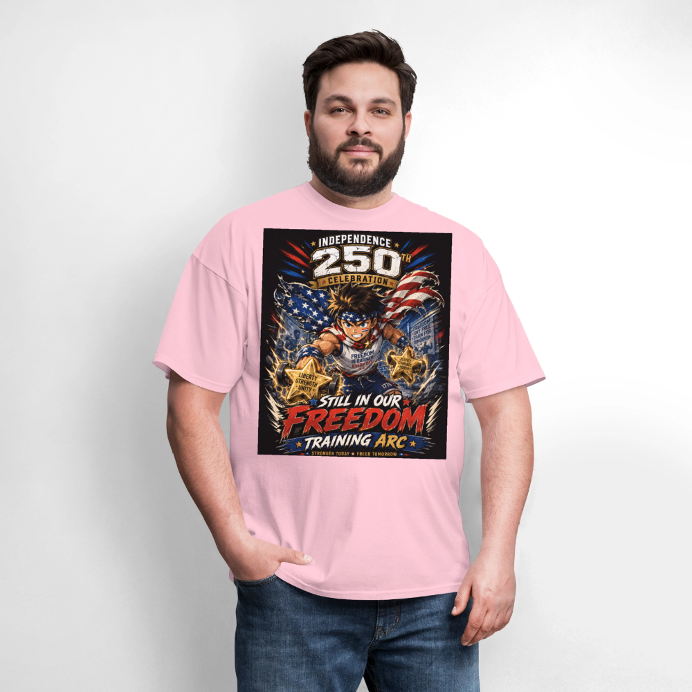 Patriotic T Shirt for July 4th Fans: Anime Hero Graphic - pink