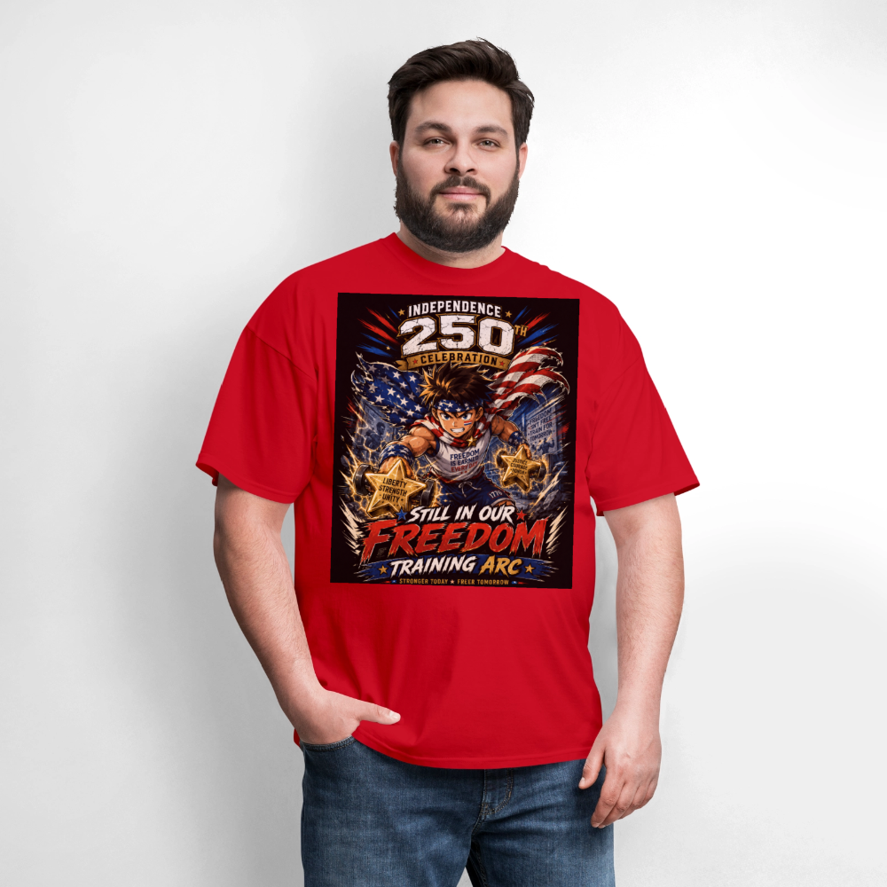 Patriotic T Shirt for July 4th Fans: Anime Hero Graphic - red