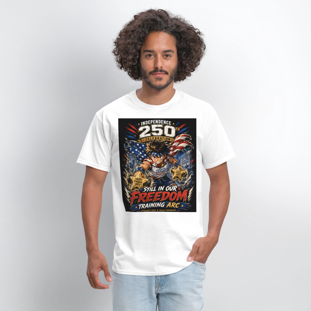 Patriotic T Shirt for July 4th Fans: Anime Hero Graphic - white