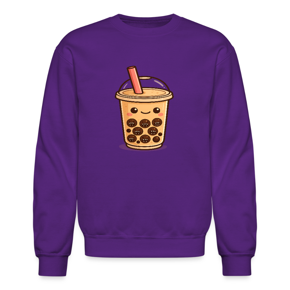 Kawaii Bubble Tea Monster Meme Crewneck Sweatshirt - purple