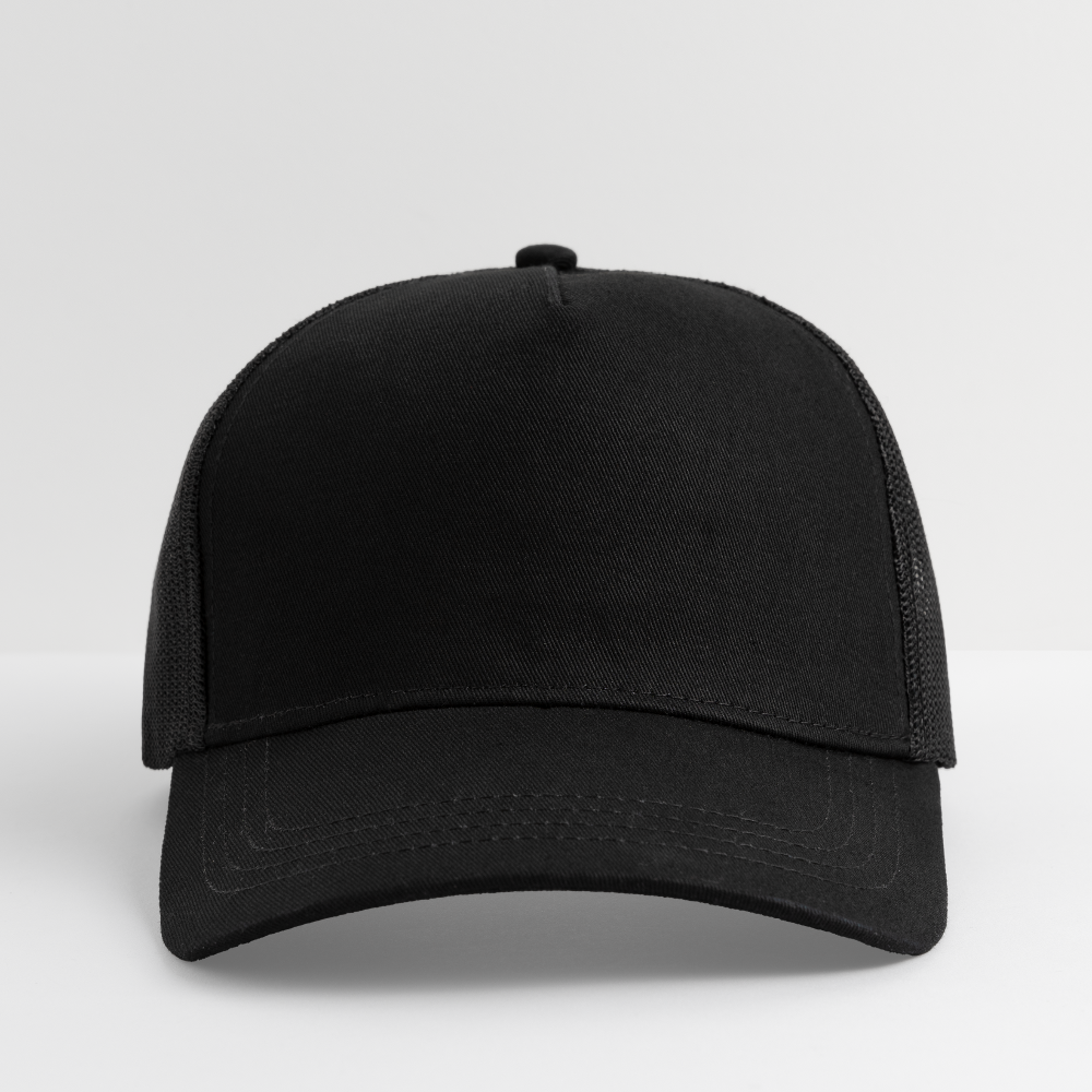 Customizable Trucker Cap ADD YOUR OWN PHOTO, IMAGES, DESIGNS, QUOTES AND MORE - black/black