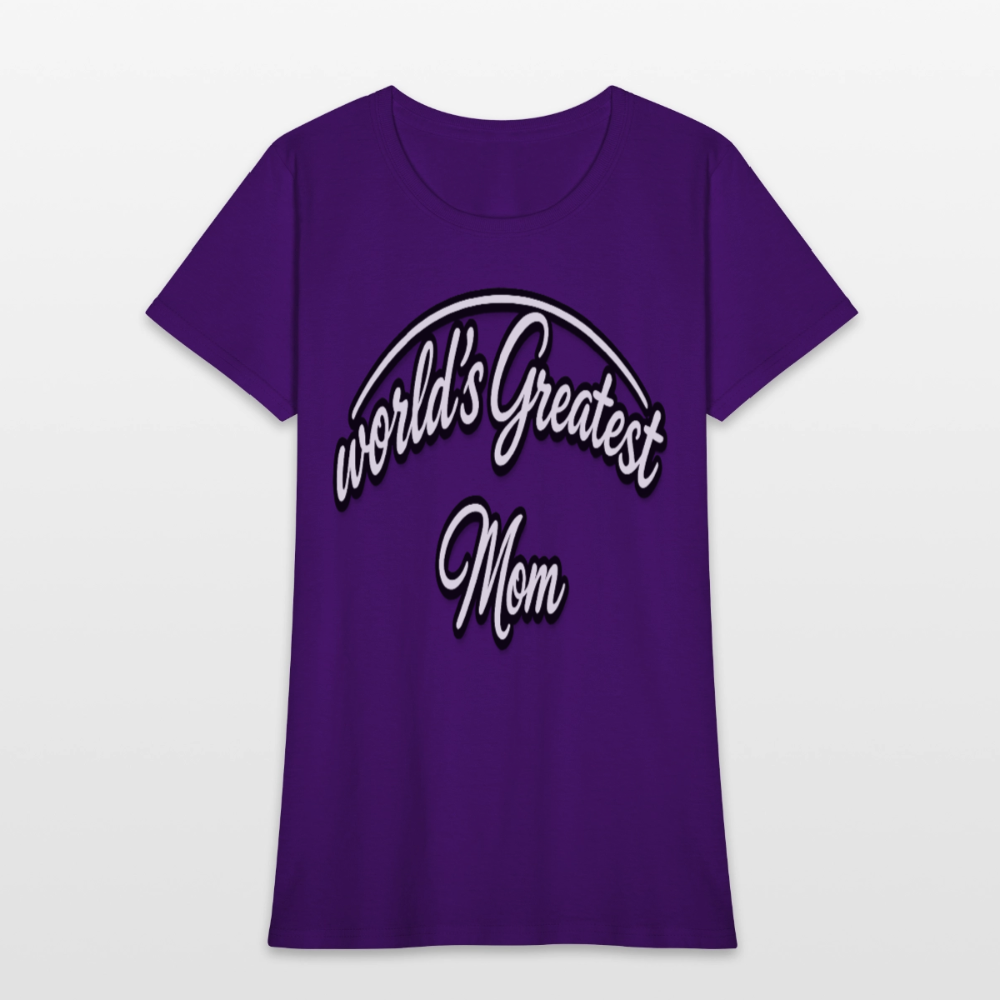 World's Greatest Mom Script Quote Women's T-Shirt - purple