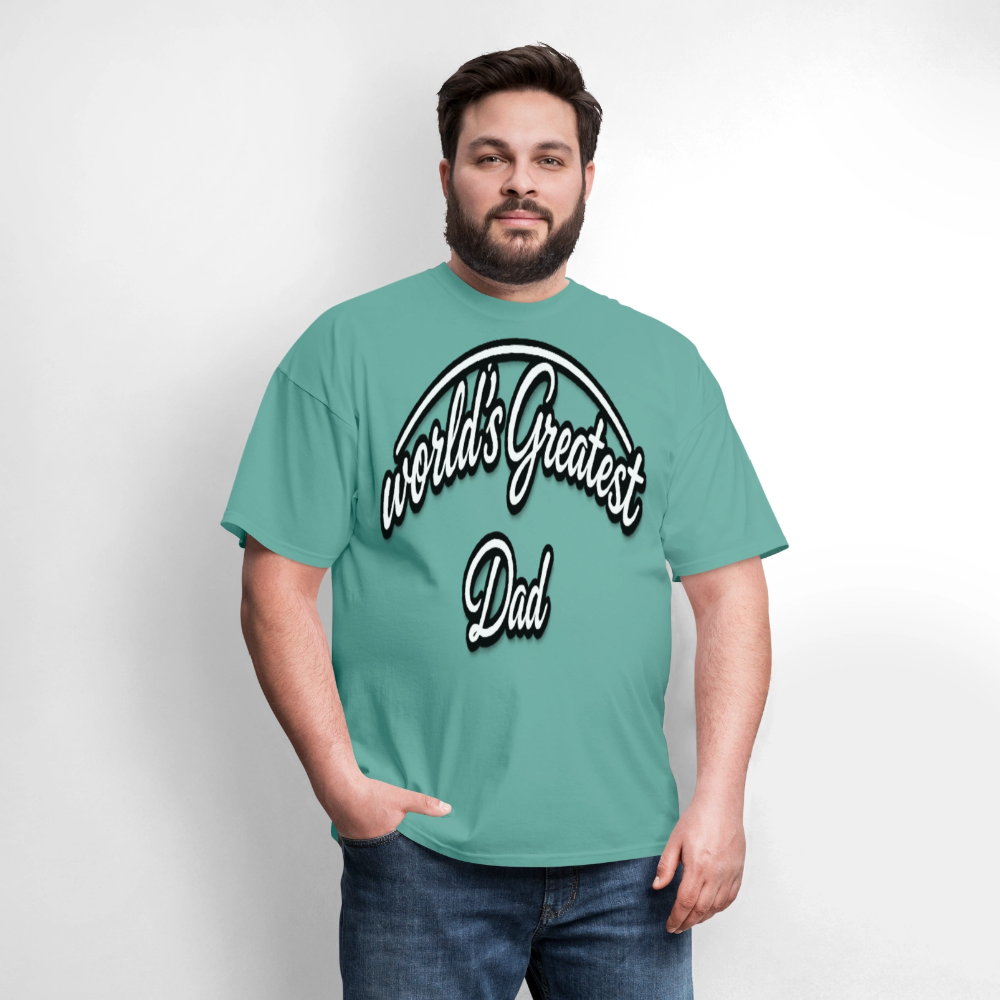 Dad Appreciation T Shirt: Worlds Greatest Dad Script - aquatic
