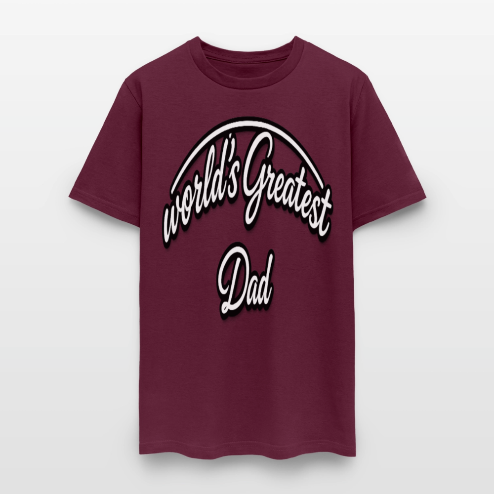 Dad Appreciation T Shirt: Worlds Greatest Dad Script - burgundy