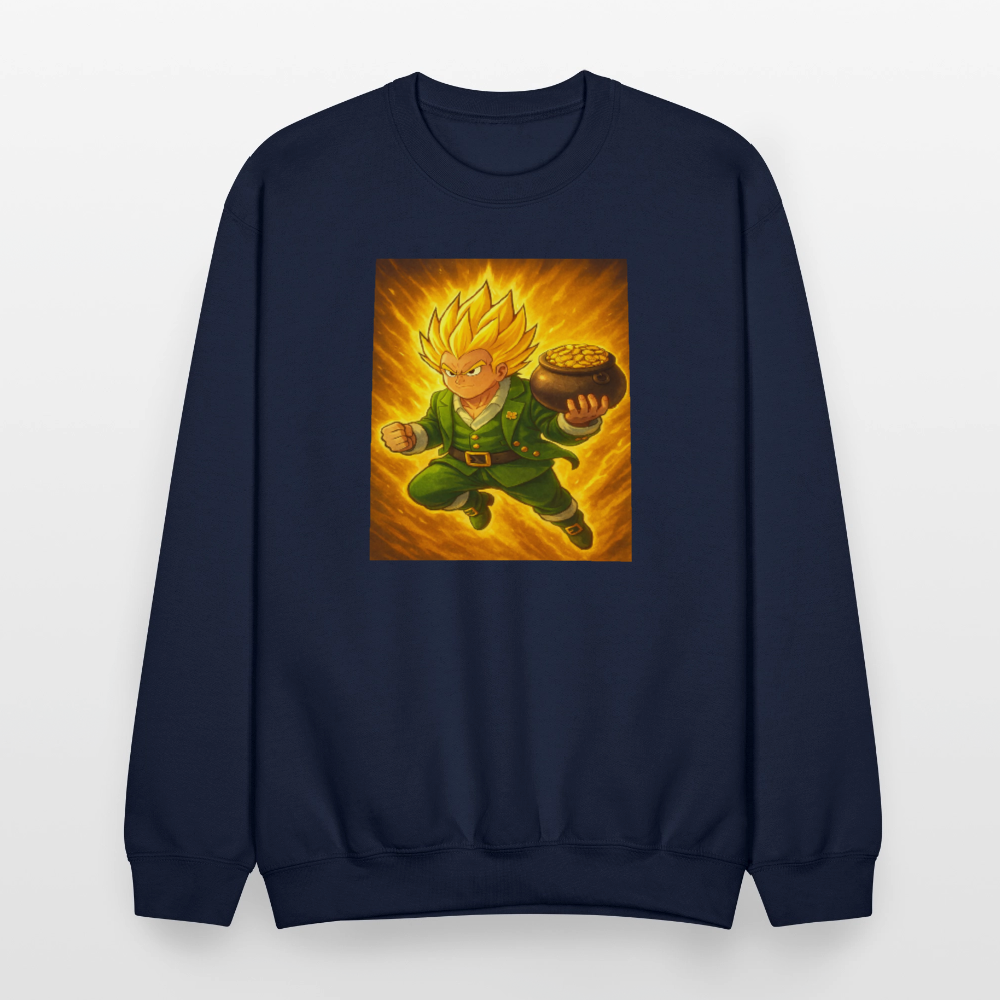 Leprechaun Anime Power Up Warrior Crewneck Sweatshirt - navy