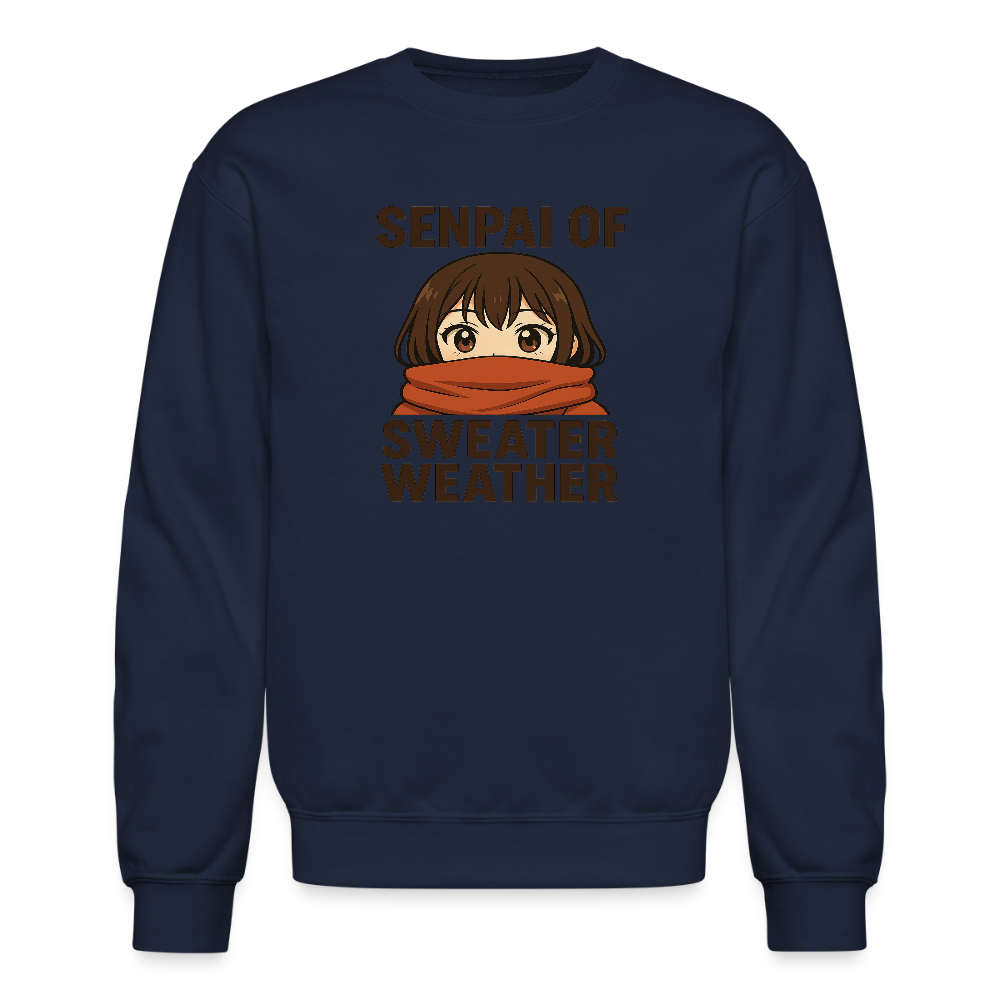 Senpai of Sweater Weather Anime Meme Crewneck Sweatshirt - navy