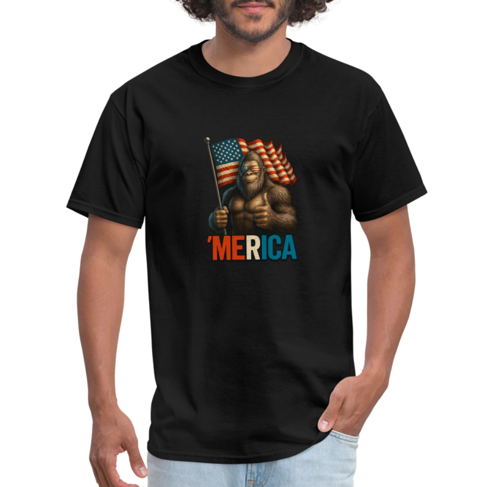 Thumbs Up Merica Big Foot 4th of July Funny and Patriotic Unisex Classic T-Shirt - black