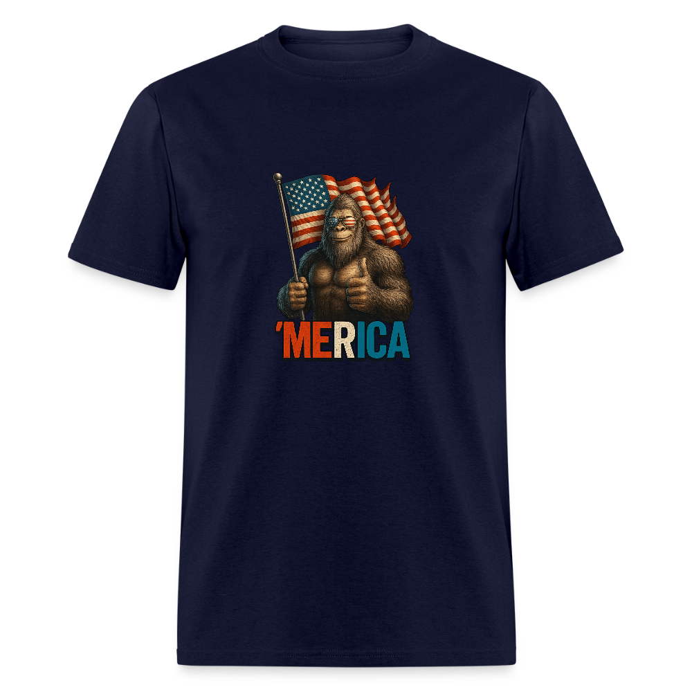 Thumbs Up Merica Big Foot 4th of July Funny and Patriotic Unisex Classic T-Shirt - navy