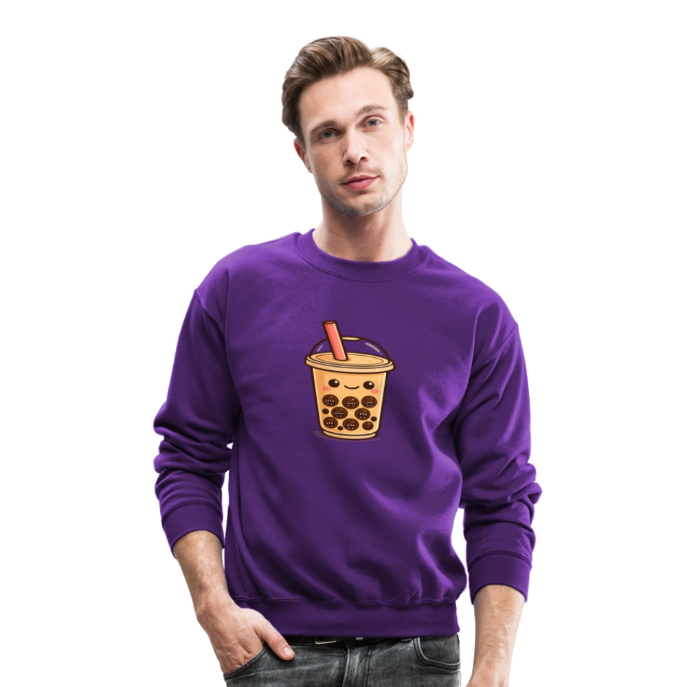 Kawaii Bubble Tea Monster Meme Crewneck Sweatshirt - purple