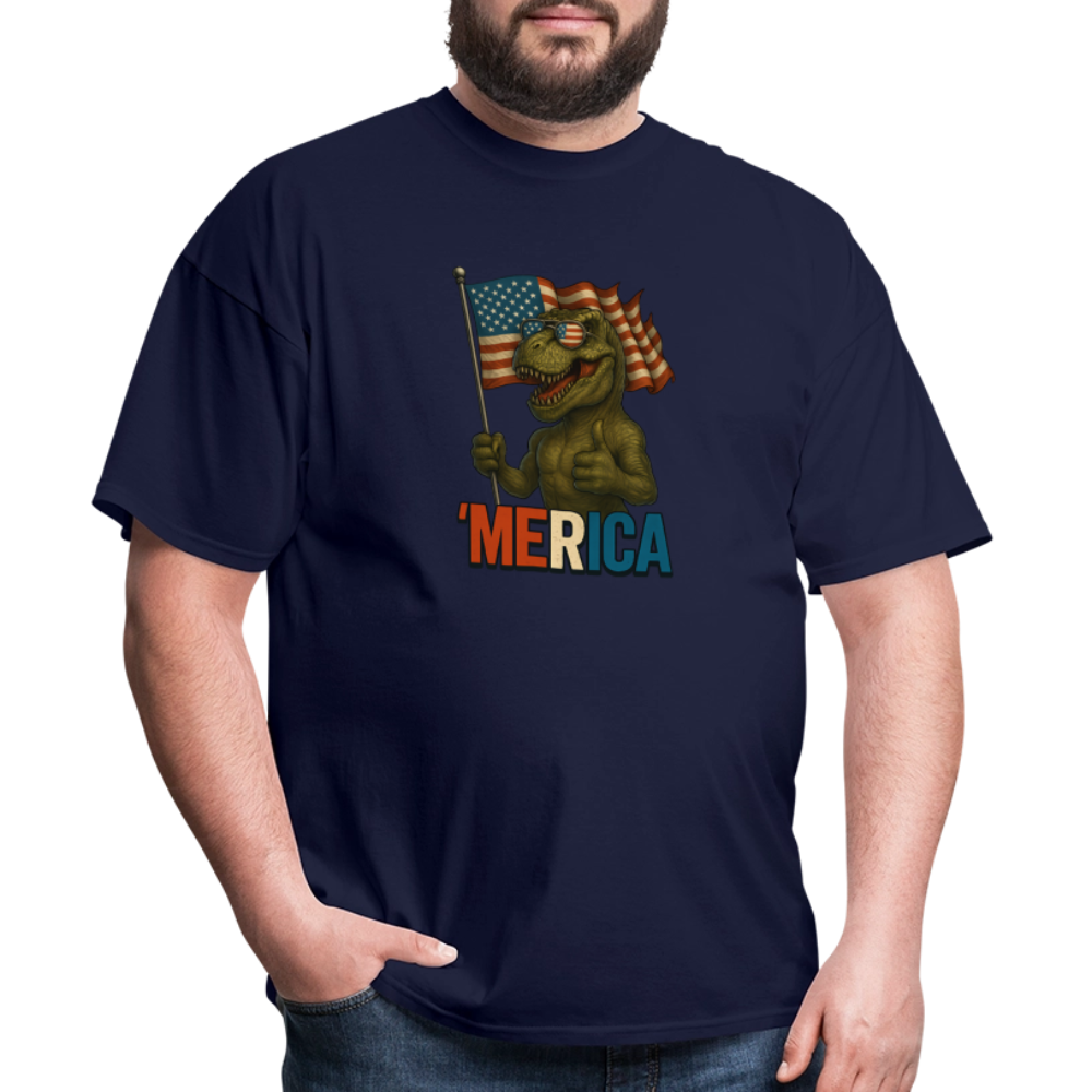 Thumbs Up Merica T Rex 4th of July Funny and Patriotic Unisex Classic T-Shirt - navy