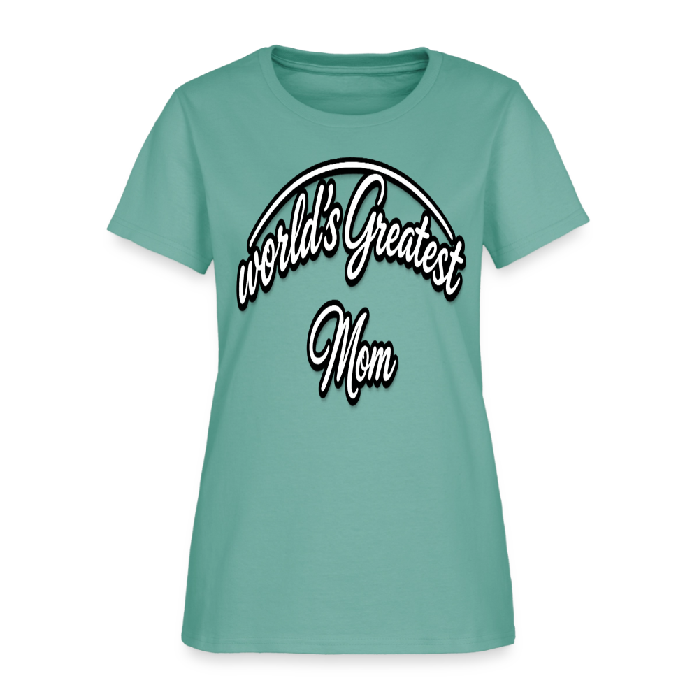 World's Greatest Mom Script Quote Women's T-Shirt - aquatic