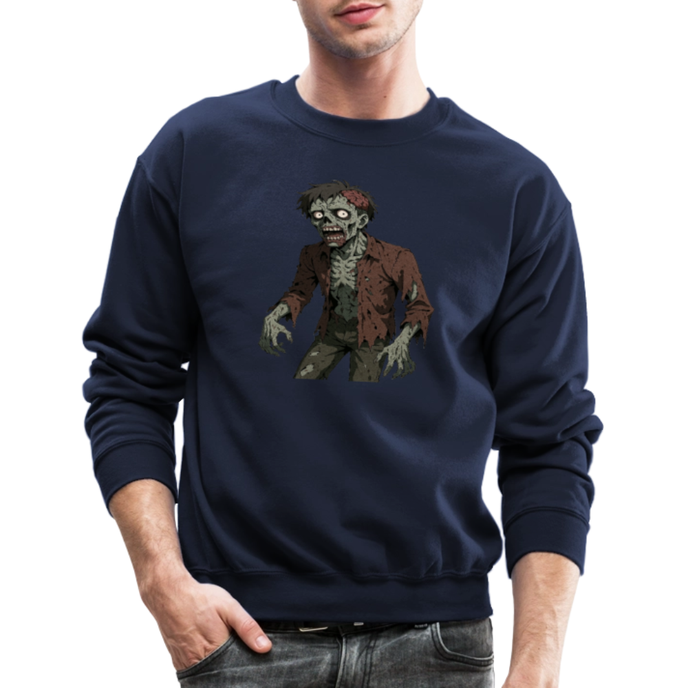Creepy Zombie Horror Art Crewneck Sweatshirt - navy
