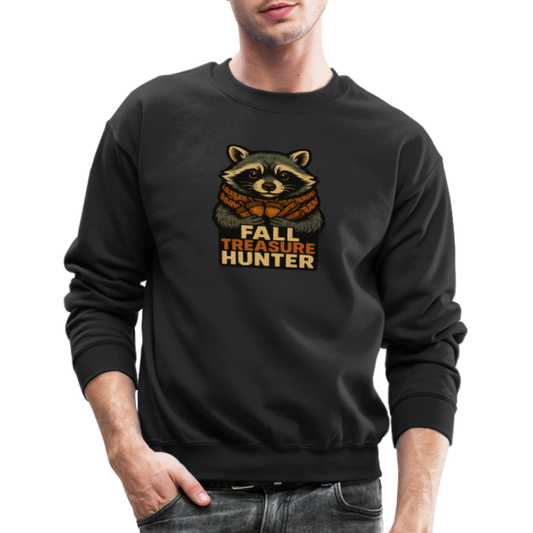 Raccoon Fall Treasure Hunter Crewneck Sweatshirt - black