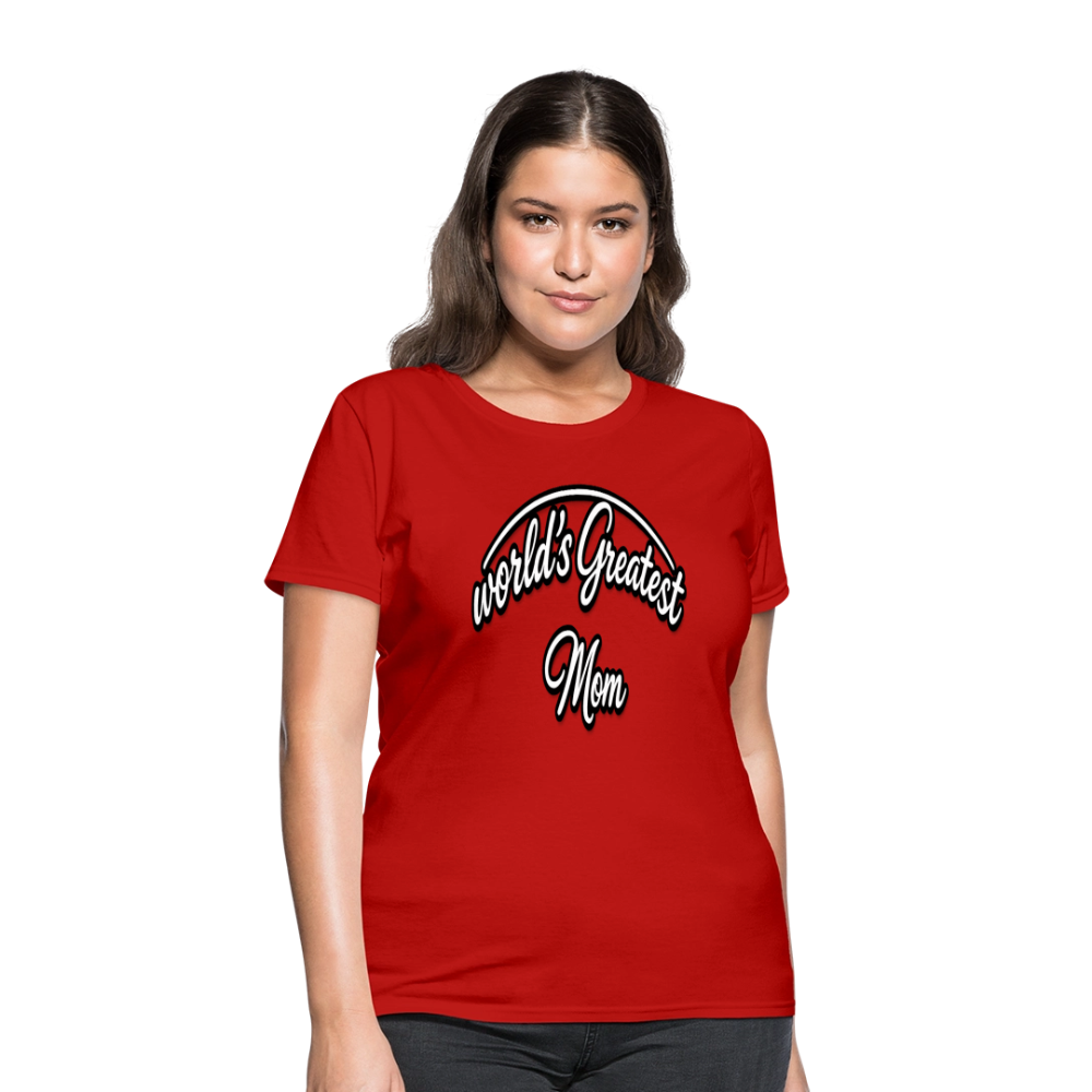 World's Greatest Mom Script Quote Women's T-Shirt - red