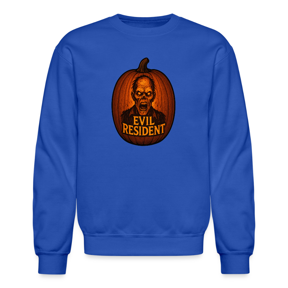 Evil Resident Zombie Pumpkin Halloween Art Crewneck Sweatshirt - royal blue