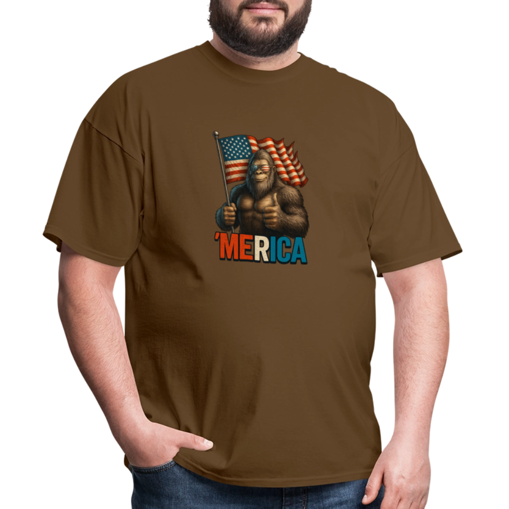Thumbs Up Merica Big Foot 4th of July Funny and Patriotic Unisex Classic T-Shirt - brown