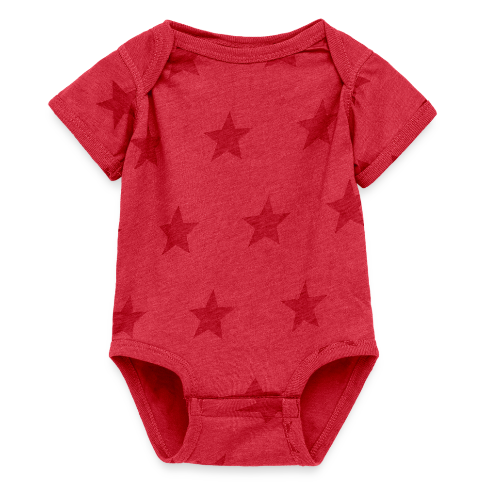 Customizable Baby 5 Star Print One Piece ADD YOUR OWN PHOTO, IMAGES, DESIGNS, QUOTES AND MORE - red star