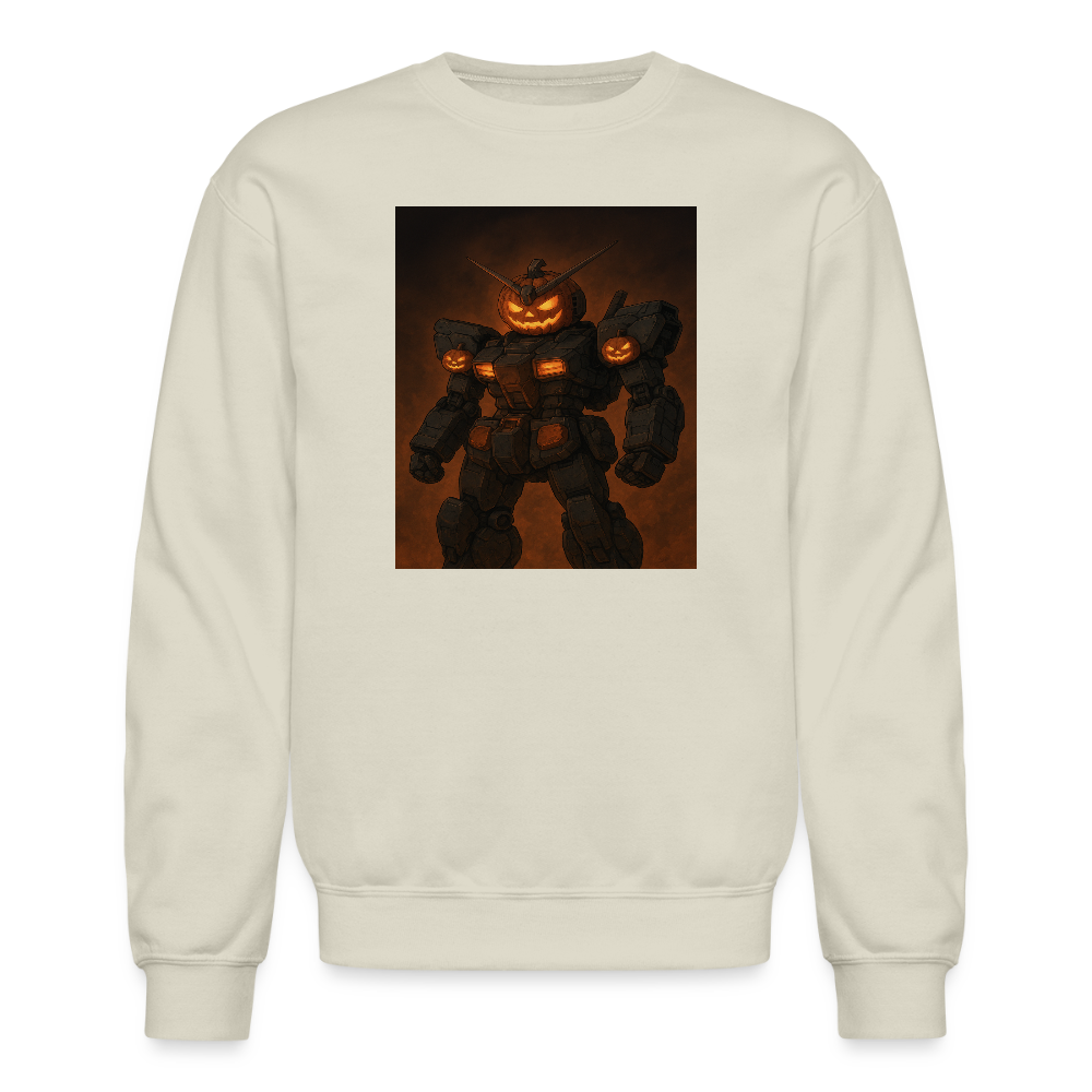 Pumpkin Mech Halloween Robot Crewneck Sweatshirt - Sand