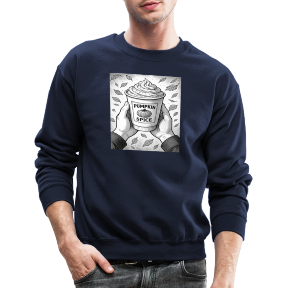 Pumpkin Spice Latte Season Design Crewneck Sweatshirt - navy