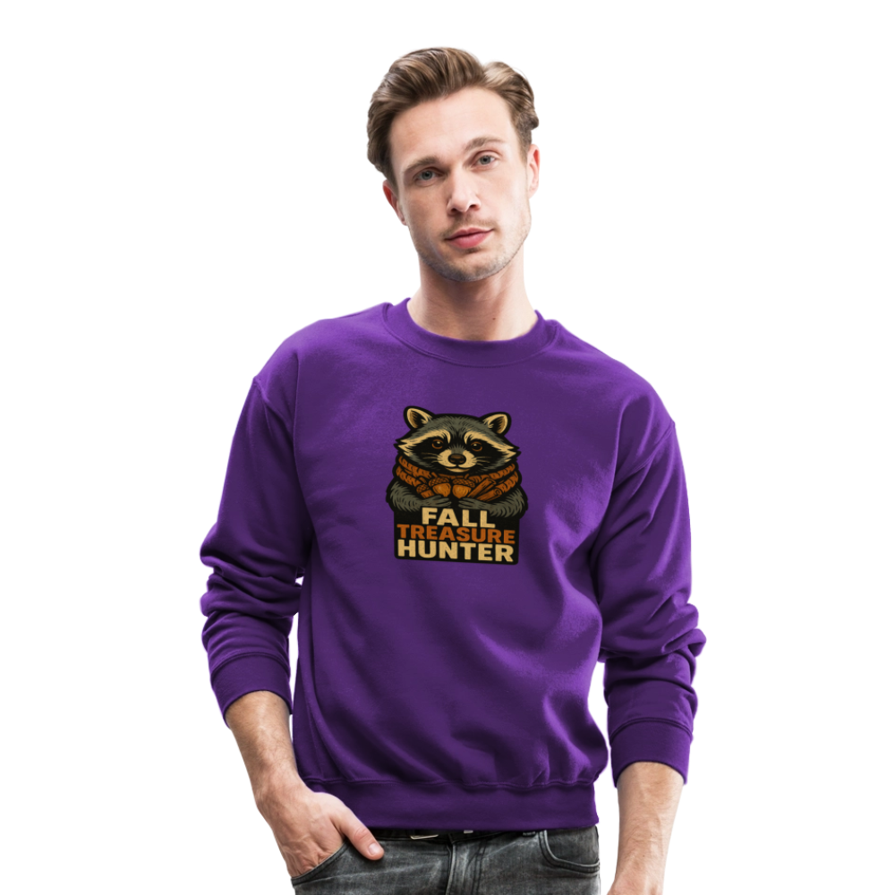 Raccoon Fall Treasure Hunter Crewneck Sweatshirt - purple