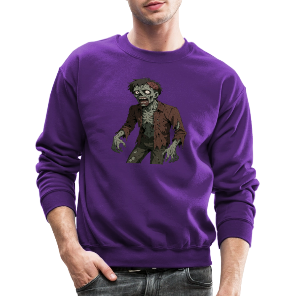 Creepy Zombie Horror Art Crewneck Sweatshirt - purple