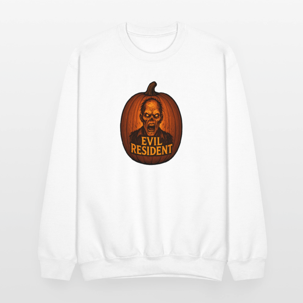 Evil Resident Zombie Pumpkin Halloween Art Crewneck Sweatshirt - white
