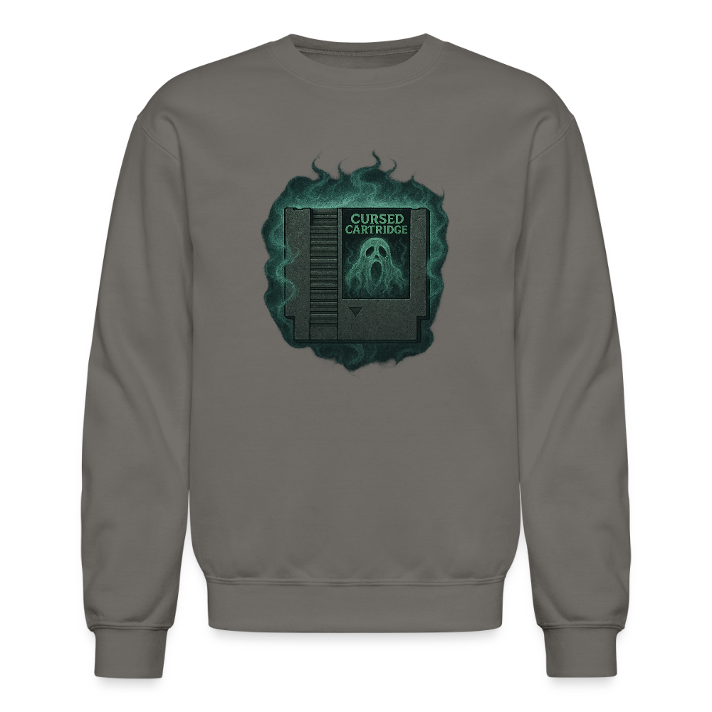 Haunted Retro Gamer Cursed Cartridge Crewneck Sweatshirt - asphalt gray