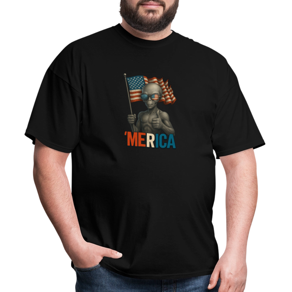 Thumbs Up Merica Alien 4th of July Funny and Patriotic Unisex Classic T-Shirt - black