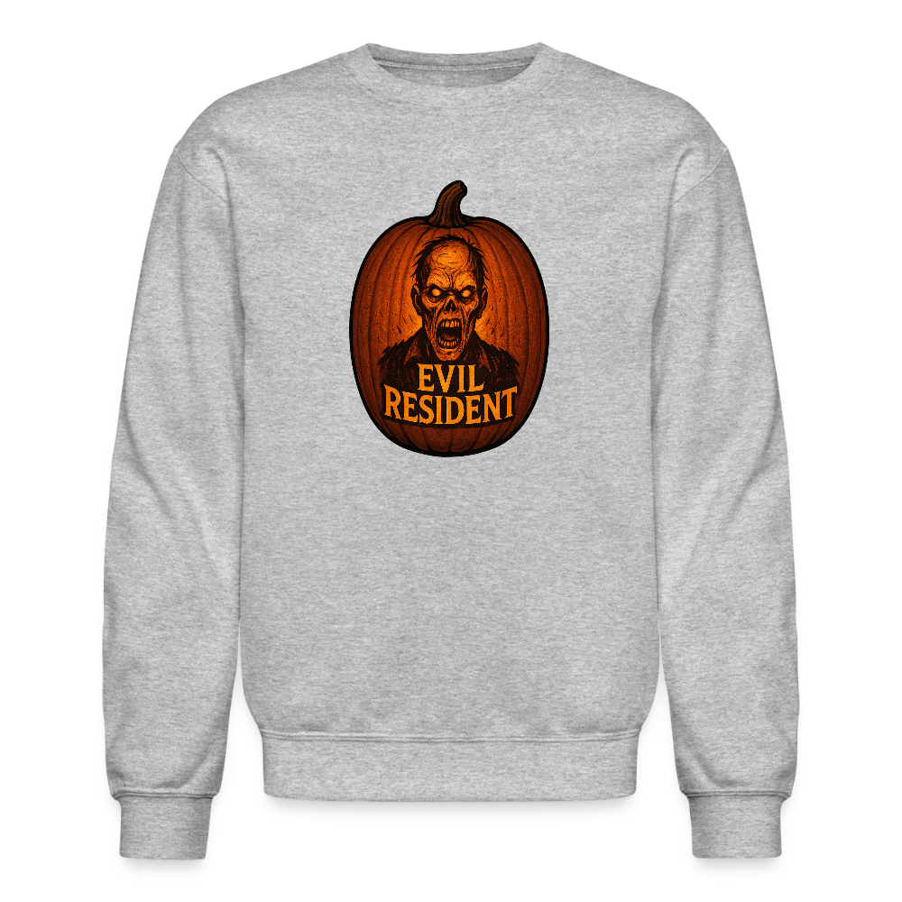 Evil Resident Zombie Pumpkin Halloween Art Crewneck Sweatshirt - heather gray