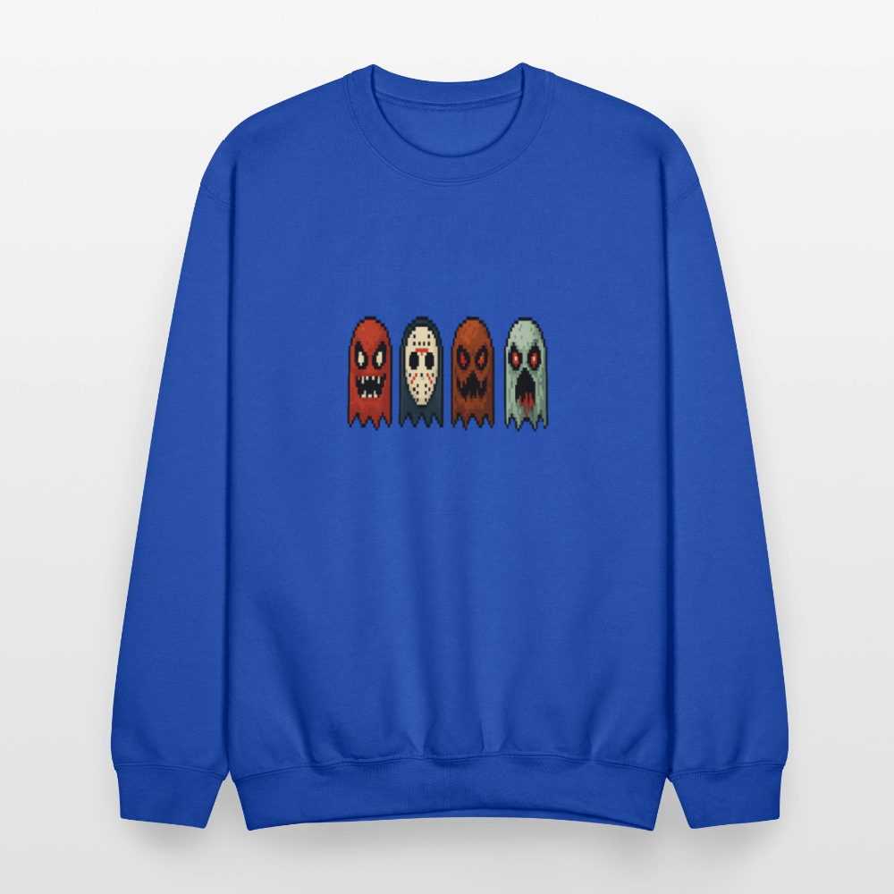 Pixel Horror Ghosts Retro Gaming Art Crewneck Sweatshirt - royal blue