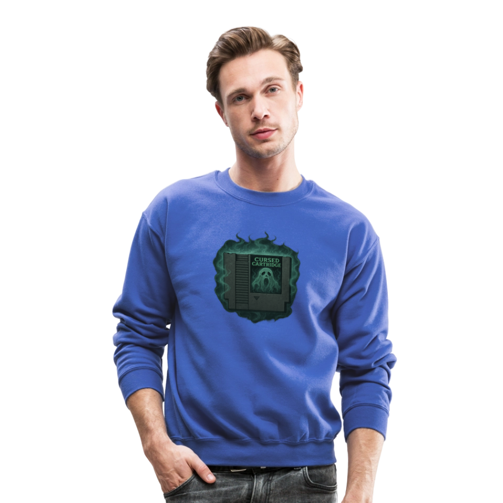 Haunted Retro Gamer Cursed Cartridge Crewneck Sweatshirt - royal blue