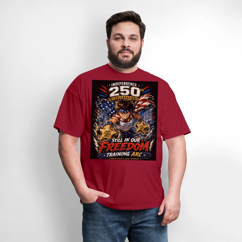 Patriotic T Shirt for July 4th Fans: Anime Hero Graphic - dark red