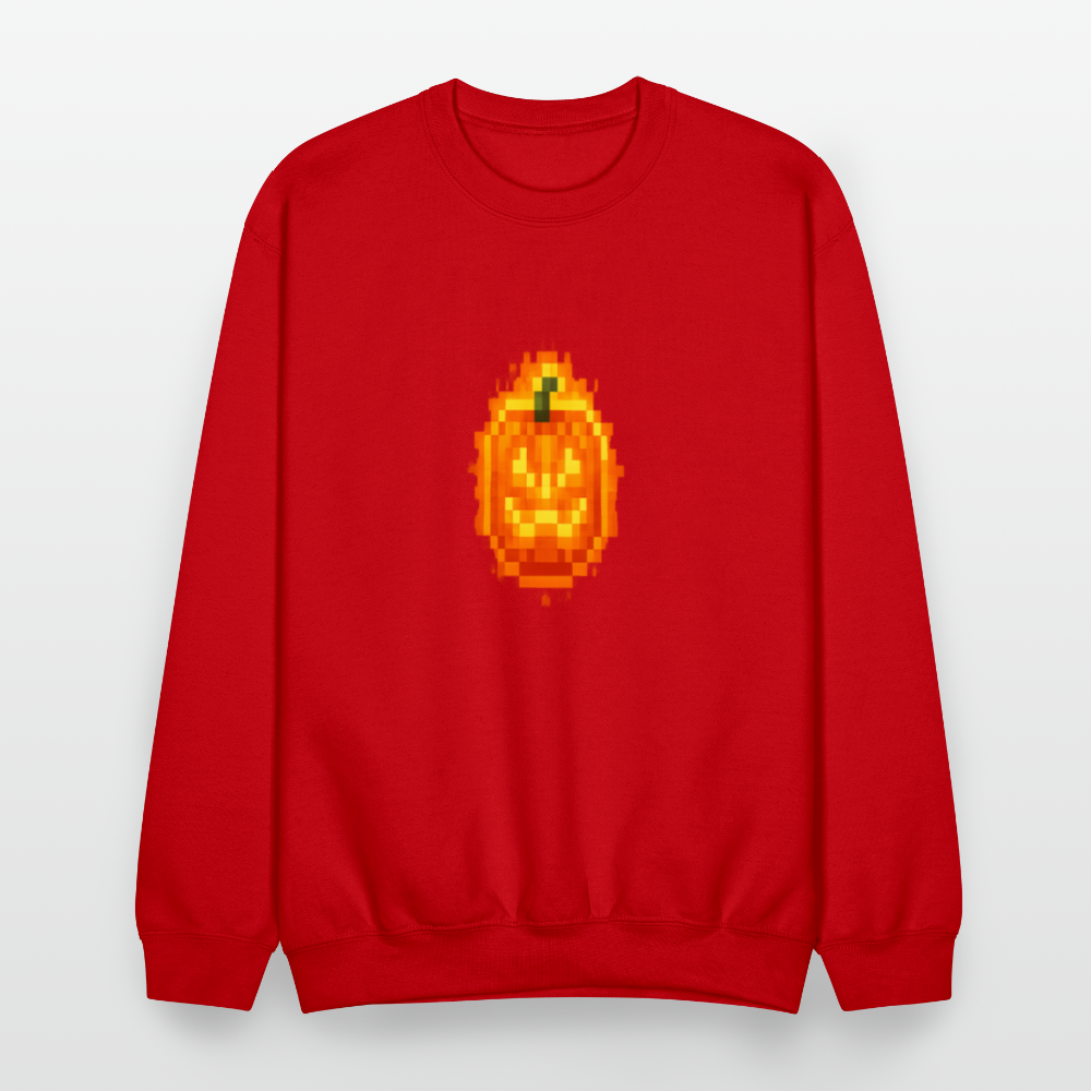 Pixel Pumpkin Power Up Halloween Retro 8 Bit Gamer Crewneck Sweatshirt - red