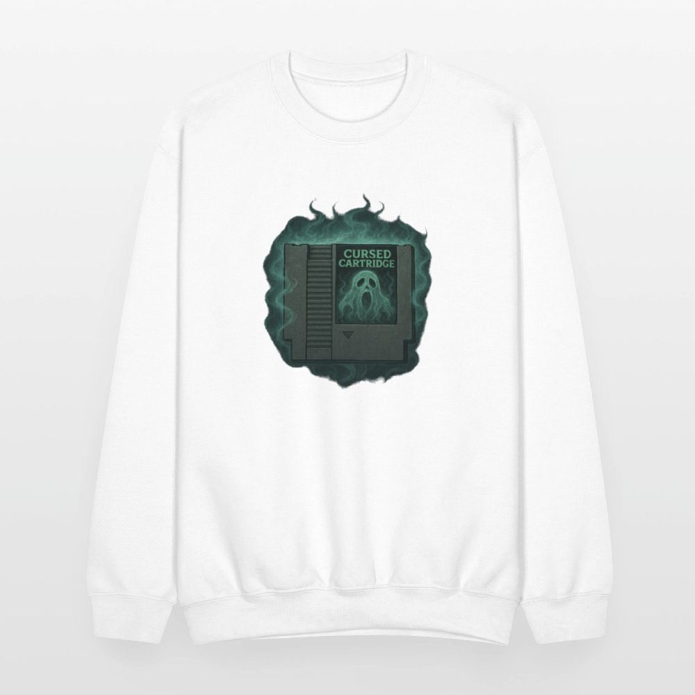 Haunted Retro Gamer Cursed Cartridge Crewneck Sweatshirt - white