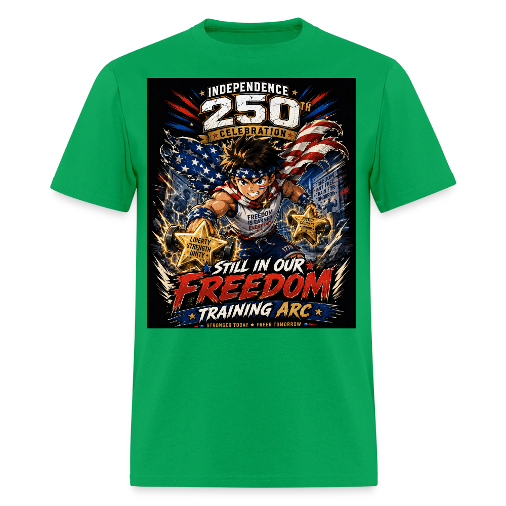 Patriotic T Shirt for July 4th Fans: Anime Hero Graphic - bright green