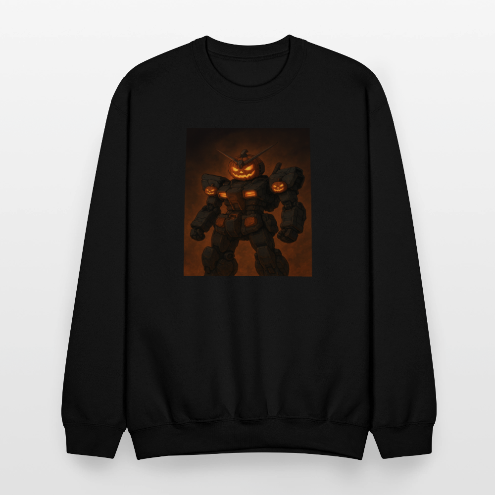Pumpkin Mech Halloween Robot Crewneck Sweatshirt - black
