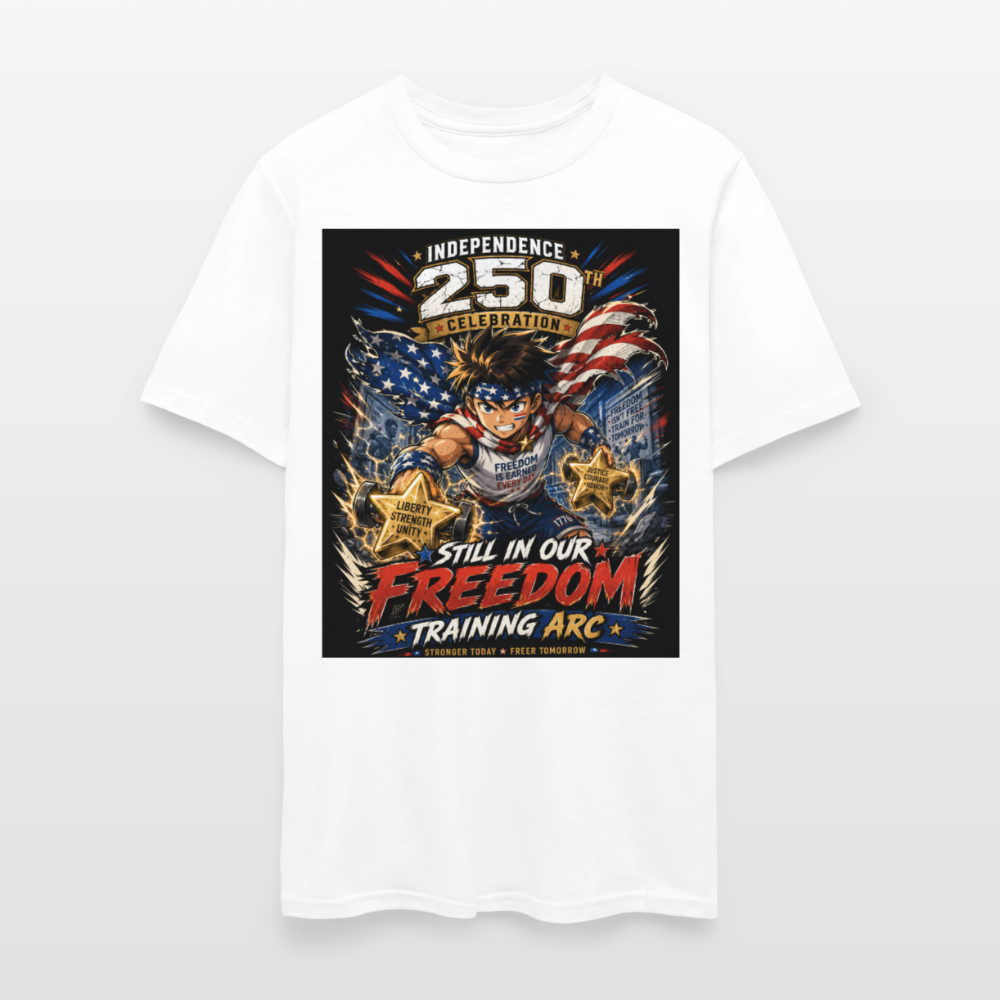 Patriotic T Shirt for July 4th Fans: Anime Hero Graphic - white
