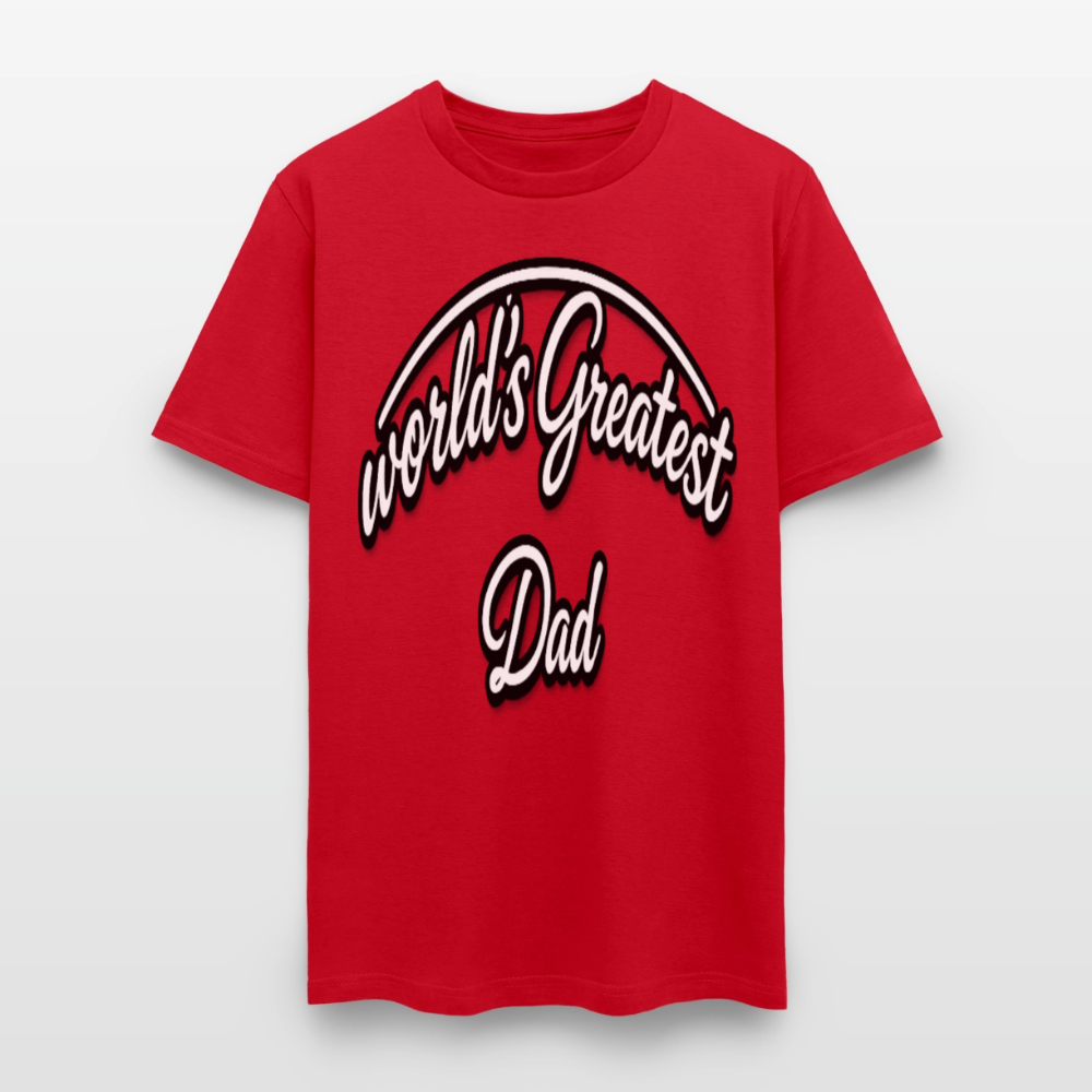 Dad Appreciation T Shirt: Worlds Greatest Dad Script - red