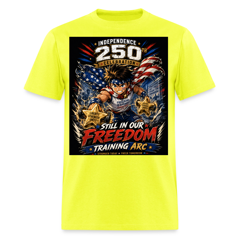 Patriotic T Shirt for July 4th Fans: Anime Hero Graphic - safety green