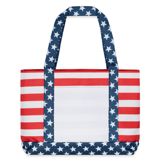 Customizable Americana Tote Bag ADD YOUR OWN PHOTO, IMAGES, DESIGNS, QUOTES AND MORE - red/white/blue 