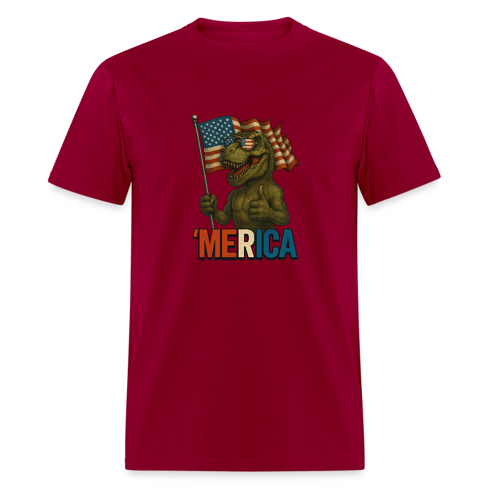 Thumbs Up Merica T Rex 4th of July Funny and Patriotic Unisex Classic T-Shirt - dark red