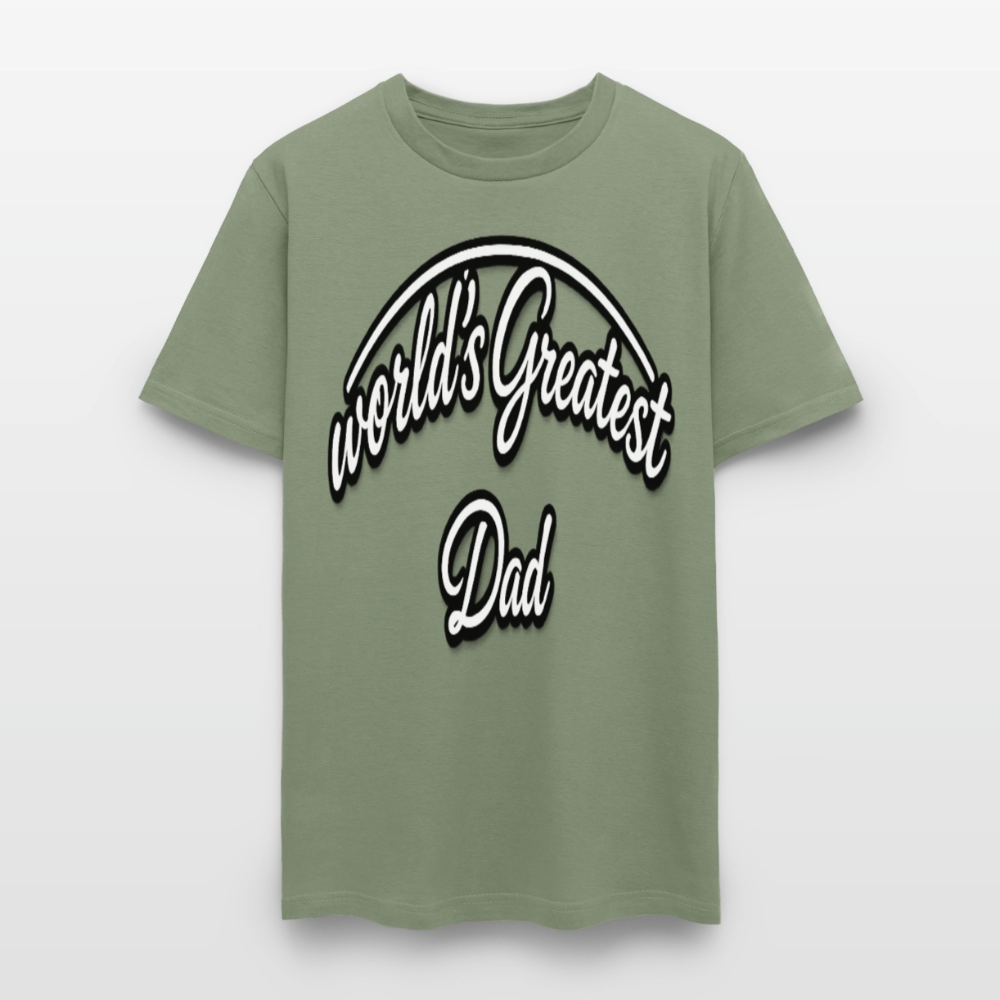 Dad Appreciation T Shirt: Worlds Greatest Dad Script - military green