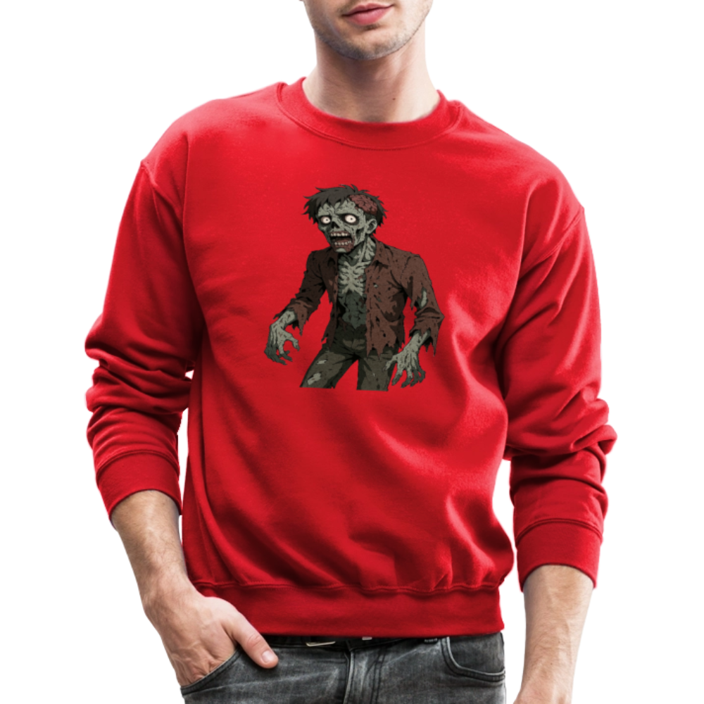 Creepy Zombie Horror Art Crewneck Sweatshirt - red
