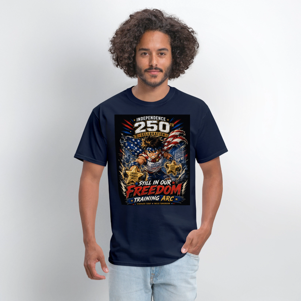 Patriotic T Shirt for July 4th Fans: Anime Hero Graphic - navy