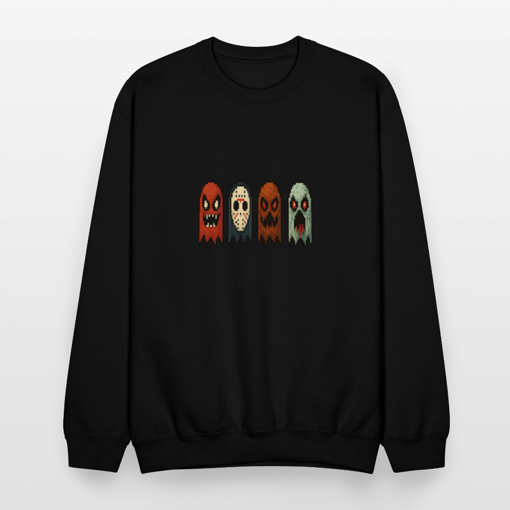 Pixel Horror Ghosts Retro Gaming Art Crewneck Sweatshirt - black